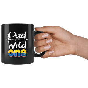 RobustCreative-Colombian Dad of the Wild One Birthday Colombia Flag Black 11oz Mug Gift Idea