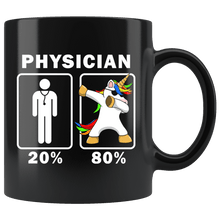 Load image into Gallery viewer, RobustCreative-Physician Dabbing Unicorn 80 20 Principle Graduation Gift Mens - 11oz Black Mug Medical Personnel Gift Idea
