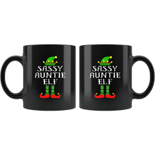 Load image into Gallery viewer, RobustCreative-Im The Sassy Auntie Elf Family Matching Outfits PJ - 11oz Black Mug Christmas group green pjs costume Gift Idea
