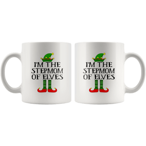 RobustCreative-Im The Stepmom of Elves Family Matching Elf Outfits PJ - 11oz White Mug Christmas group green pjs costume Gift Idea