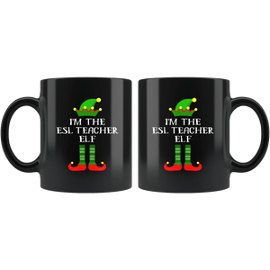 RobustCreative-Im The ESL Teacher Elf Christmas Teaching's - 11oz Black Mug I Just Really Like to Teach Cute Tiny Humans Gift Idea