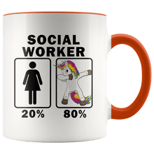 Load image into Gallery viewer, RobustCreative-Social Worker Dabbing Unicorn 80 20 Principle Superhero Girl Womens - 11oz Accent Mug Medical Personnel Gift Idea
