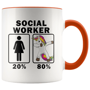 RobustCreative-Social Worker Dabbing Unicorn 80 20 Principle Superhero Girl Womens - 11oz Accent Mug Medical Personnel Gift Idea