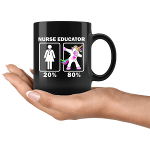 RobustCreative-Nurse Educator Dabbing Unicorn 20 80 Principle Superhero Girl Womens - 11oz Black Mug Medical Personnel Gift Idea