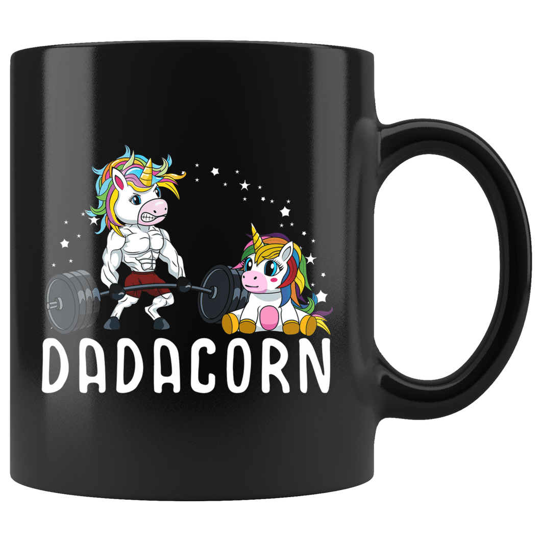 RobustCreative-Dadacorn Unicorn Dad Man Fitness Gym Fathers Day Black 11oz Mug Gift Idea