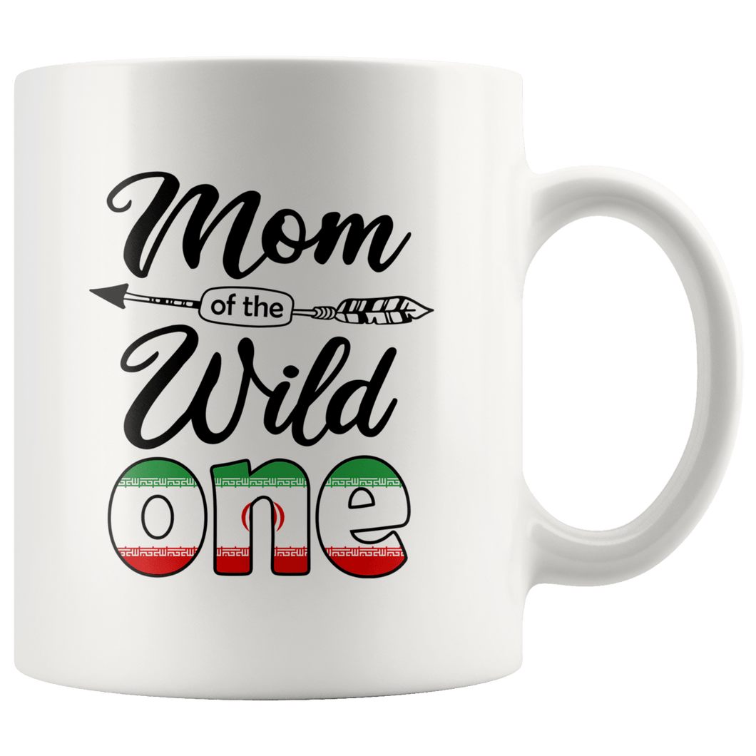 RobustCreative-Iranian Persian Mom of the Wild One Birthday Iran Flag White 11oz Mug Gift Idea