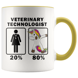 RobustCreative-Veterinary Technologist Dabbing Unicorn 80 20 Principle Superhero Girl Womens - 11oz Accent Mug Medical Personnel Gift Idea