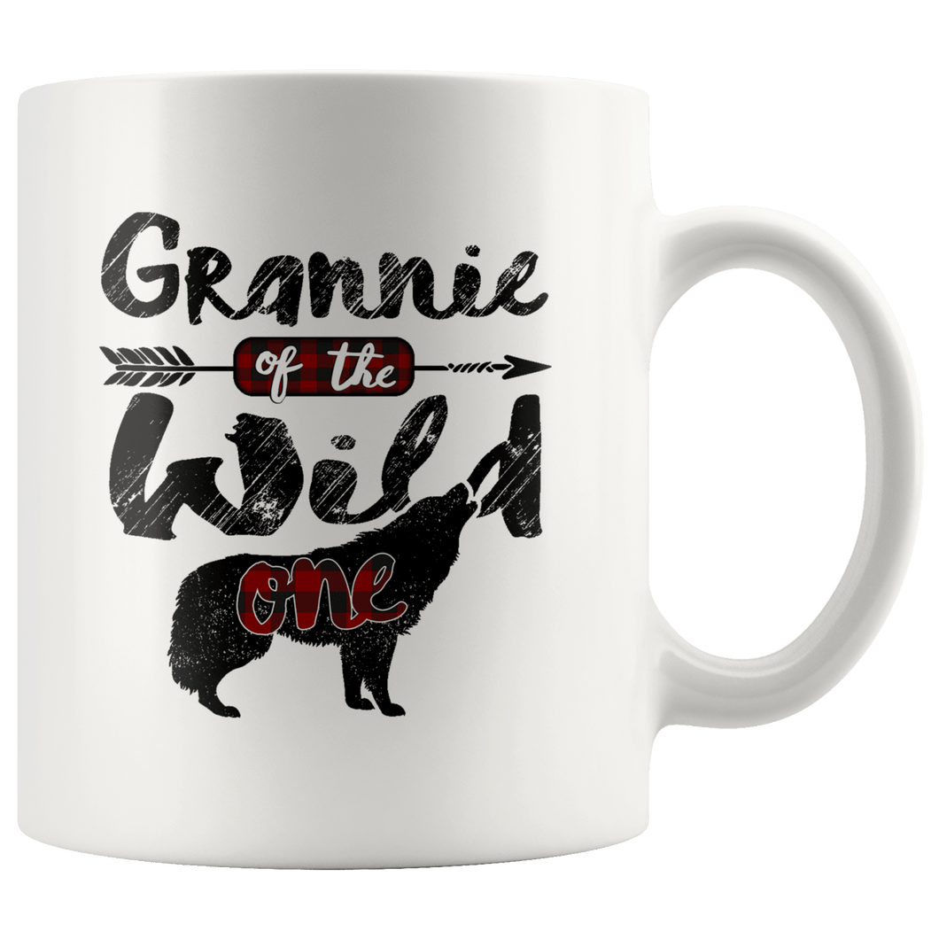 RobustCreative-Strong Grannie of the Wild One Wolf 1st Birthday Wolves - 11oz White Mug wolves lover animal spirit Gift Idea
