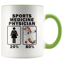 Load image into Gallery viewer, RobustCreative-Sports Medicine Physician Dabbing Unicorn 80 20 Principle Superhero Girl Womens - 11oz Accent Mug Medical Personnel Gift Idea
