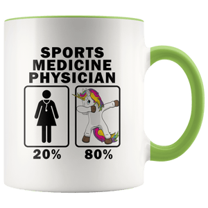 RobustCreative-Sports Medicine Physician Dabbing Unicorn 80 20 Principle Superhero Girl Womens - 11oz Accent Mug Medical Personnel Gift Idea