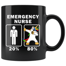 Load image into Gallery viewer, RobustCreative-Emergency Nurse Dabbing Unicorn 80 20 Principle Graduation Gift Mens - 11oz Black Mug Medical Personnel Gift Idea
