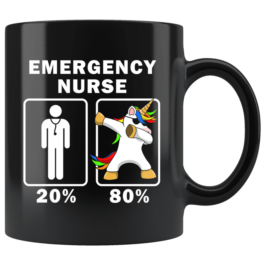 RobustCreative-Emergency Nurse Dabbing Unicorn 80 20 Principle Graduation Gift Mens - 11oz Black Mug Medical Personnel Gift Idea