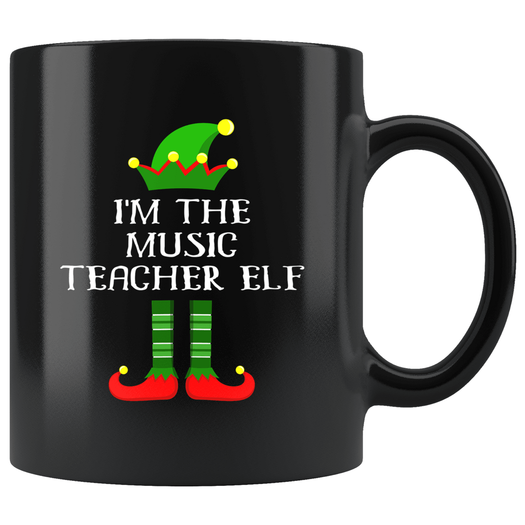 RobustCreative-Im The Music Teacher Elf Christmas Teaching's - 11oz Black Mug I Just Really Like to Teach Cute Tiny Humans Gift Idea