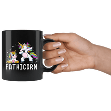 Load image into Gallery viewer, RobustCreative-Fathicorn Dabbing Unicorn Dad And Baby Fatherst Day Black 11oz Mug Gift Idea
