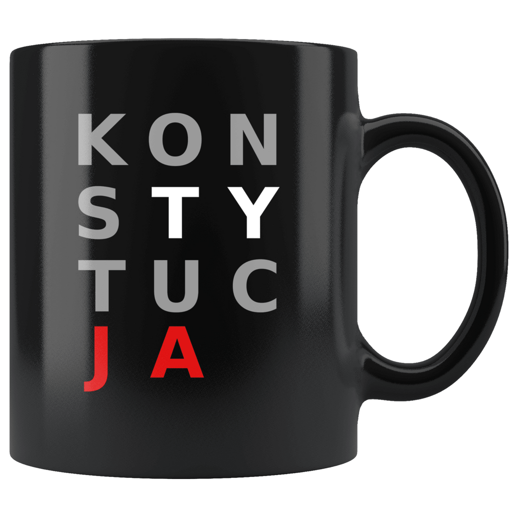 RobustCreative-Polska Konstytucja - Polish Pride PL 11oz Funny Black Coffee Mug - Solidarity Solidarnosc Independant Poland - Friends Gift - Both Sides Printed