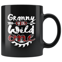 Load image into Gallery viewer, RobustCreative-Granny of the Wild One Lumberjack Woodworker Sawdust Glitter - 11oz Black Mug red black plaid Woodworking saw dust Gift Idea
