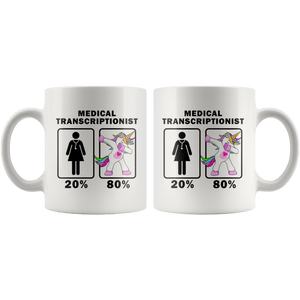 RobustCreative-Medical Transcriptionist Dabbing Unicorn 20 80 Principle Superhero Girl Womens - 11oz White Mug Medical Personnel Gift Idea