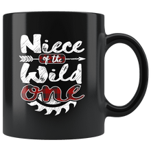 Load image into Gallery viewer, RobustCreative-Niece of the Wild One Lumberjack Woodworker Sawdust Glitter - 11oz Black Mug measure once plaid pajamas Gift Idea
