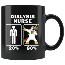 Load image into Gallery viewer, RobustCreative-Dialysis Nurse Dabbing Unicorn 80 20 Principle Graduation Gift Mens - 11oz Black Mug Medical Personnel Gift Idea
