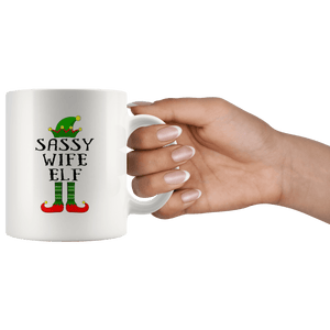 RobustCreative-Im The Sassy Wife Elf Family Matching Outfits PJ - 11oz White Mug Christmas group green pjs costume Gift Idea