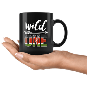 RobustCreative-Kenya Wild One Birthday Outfit 1 Kenyan Flag Black 11oz Mug Gift Idea