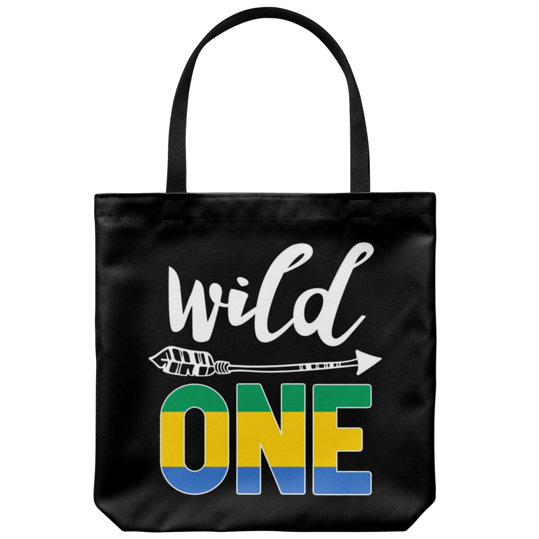 RobustCreative-Gabon Wild One Birthday Outfit 1 Gabonese Flag Tote Bag Gift Idea