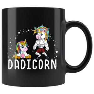 RobustCreative-Dadicorn Unicorn Dad And Baby Fathers Day Strong Superhero Black 11oz Mug Gift Idea