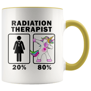 RobustCreative-Radiation Therapist Dabbing Unicorn 20 80 Principle Superhero Girl Womens - 11oz Accent Mug Medical Personnel Gift Idea