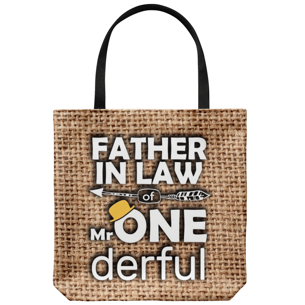RobustCreative-Father In Law of Mr Onederful  1st Birthday Baby Boy Outfit Tote Bag Gift Idea