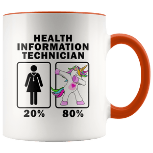 RobustCreative-Health Information Technician Dabbing Unicorn 20 80 Principle Superhero Girl Womens - 11oz Accent Mug Medical Personnel Gift Idea
