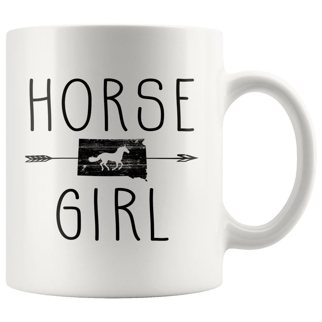 RobustCreative-South Dakota Horse Girl Gifts Dakotan Shape Country for women - 11oz White Mug Riding Lover Gift Idea