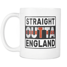 Load image into Gallery viewer, RobustCreative-Straight Outta England - English Flag 11oz Funny White Coffee Mug - Independence Day Family Heritage - Women Men Friends Gift - Both Sides Printed (Distressed)
