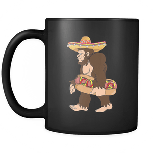 RobustCreative-Bigfoot Sasquatch Hotdog - Cinco De Mayo Mexican Fiesta - No Siesta Mexico Party - 11oz Black Funny Coffee Mug Women Men Friends Gift ~ Both Sides Printed