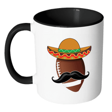 Load image into Gallery viewer, RobustCreative-Funny Football Mustache Mexican Sports - Cinco De Mayo Mexican Fiesta - No Siesta Mexico Party - 11oz Black &amp; White Funny Coffee Mug Women Men Friends Gift ~ Both Sides Printed
