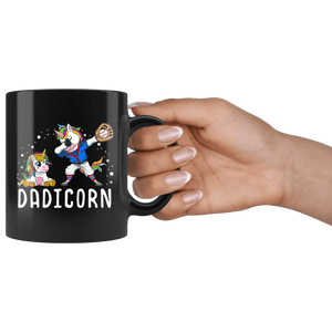 RobustCreative-Dadicorn Unicorn Baseball Proud Dad Fathers Day Player Black 11oz Mug Gift Idea