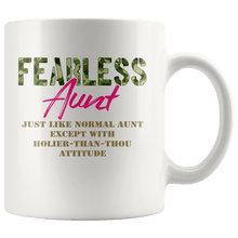 Load image into Gallery viewer, RobustCreative-Just Like Normal Fearless Aunt Camo Uniform - Military Family 11oz White Mug Active Component on Duty support troops Gift Idea - Both Sides Printed
