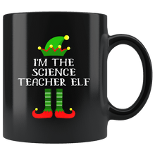 Load image into Gallery viewer, RobustCreative-Im The Science Teacher Elf Christmas Teaching&#39;s - 11oz Black Mug I Just Really Like to Teach Cute Tiny Humans Gift Idea
