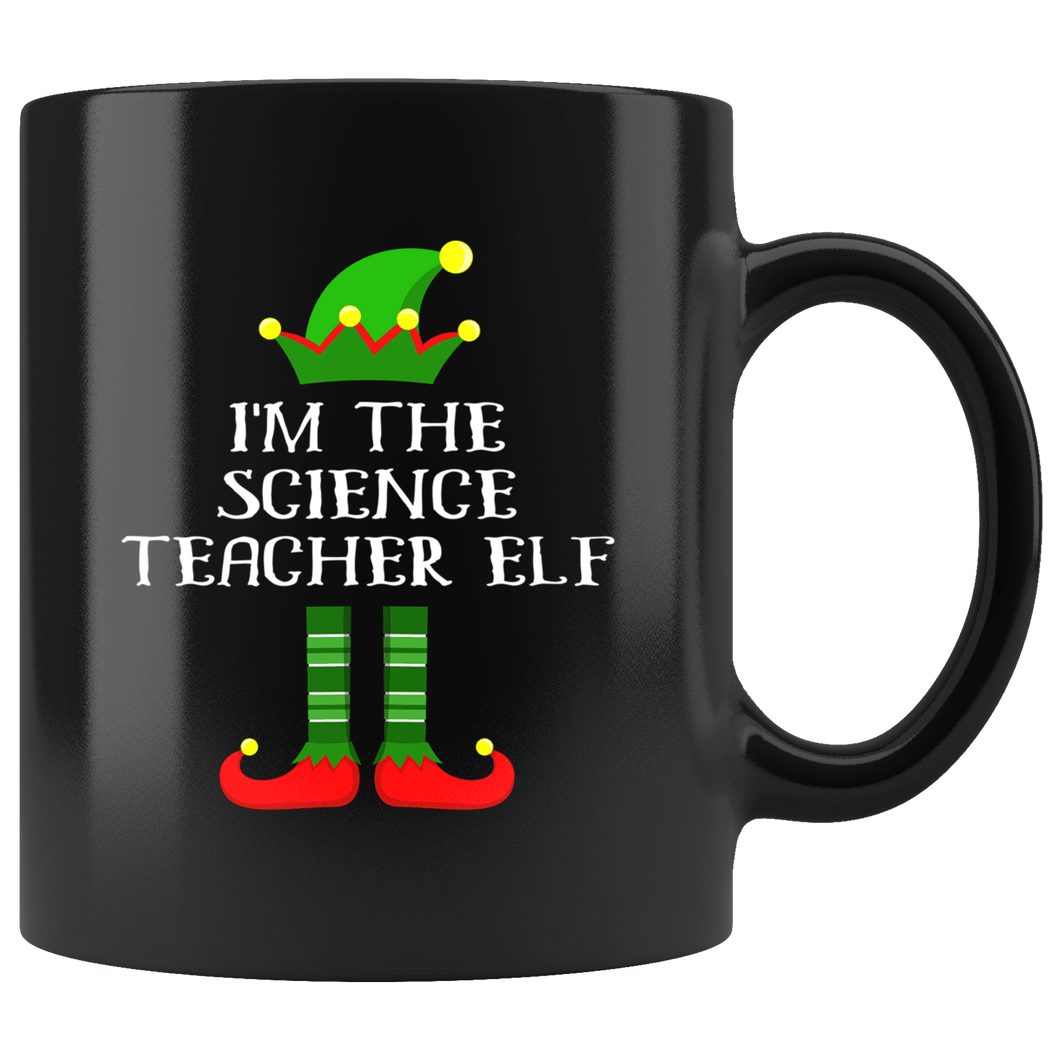 RobustCreative-Im The Science Teacher Elf Christmas Teaching's - 11oz Black Mug I Just Really Like to Teach Cute Tiny Humans Gift Idea