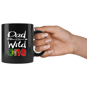 RobustCreative-Portuguese Dad of the Wild One Birthday Portugal Flag Black 11oz Mug Gift Idea