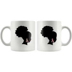 RobustCreative-Breast Cancer Awareness Afro American African - Melanin Poppin' 11oz Funny White Coffee Mug - Black Women Support Black Girl Magic - Friends Gift - Both Sides Printed