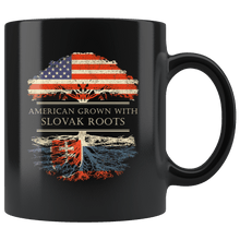 Load image into Gallery viewer, RobustCreative-Slovak Roots American Grown Fathers Day Gift - Slovak Pride 11oz Funny Black Coffee Mug - Real Slovakia Hero Flag Papa National Heritage - Friends Gift - Both Sides Printed

