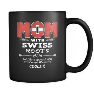 RobustCreative-Best Mom Ever with Swiss Roots - Switzerland Flag 11oz Funny Black Coffee Mug - Mothers Day Independence Day - Women Men Friends Gift - Both Sides Printed (Distressed)