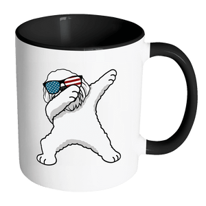 RobustCreative-Dabbing Maltese Dog America Flag - Patriotic Merica Murica Pride - 4th of July USA Independence Day - 11oz Black & White Funny Coffee Mug Women Men Friends Gift ~ Both Sides Printed