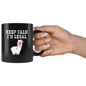 RobustCreative-Llama Santas Hat Keep Calm Im Legal Alpaca Peru Cute - 11oz Black Mug Christmas gift idea Gift Idea