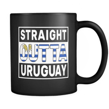 Load image into Gallery viewer, RobustCreative-Straight Outta Uruguay - Uruguayan Flag 11oz Funny Black Coffee Mug - Independence Day Family Heritage - Women Men Friends Gift - Both Sides Printed (Distressed)
