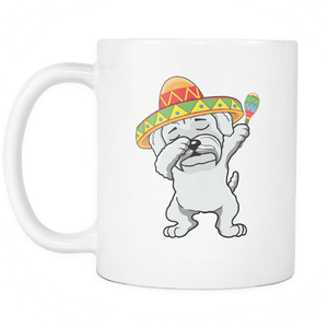 RobustCreative-Dabbing Maltipoo Dog in Sombrero - Cinco De Mayo Mexican Fiesta - Dab Dance Mexico Party - 11oz White Funny Coffee Mug Women Men Friends Gift ~ Both Sides Printed