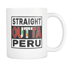 Load image into Gallery viewer, RobustCreative-Straight Outta Peru - Peruvian Flag 11oz Funny White Coffee Mug - Independence Day Family Heritage - Women Men Friends Gift - Both Sides Printed (Distressed)
