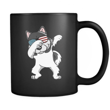 Load image into Gallery viewer, RobustCreative-Dabbing Alaskan Malamute Dog America Flag - Patriotic Merica Murica Pride - 4th of July USA Independence Day - 11oz Black Funny Coffee Mug Women Men Friends Gift ~ Both Sides Printed
