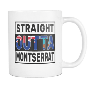 RobustCreative-Straight Outta Montserrat - Montserratian Flag 11oz Funny White Coffee Mug - Independence Day Family Heritage - Women Men Friends Gift - Both Sides Printed (Distressed)