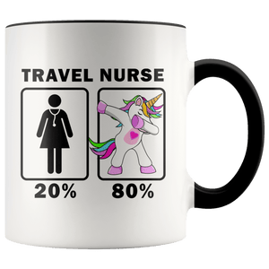 RobustCreative-Travel Nurse Dabbing Unicorn 20 80 Principle Superhero Girl Womens - 11oz Accent Mug Medical Personnel Gift Idea